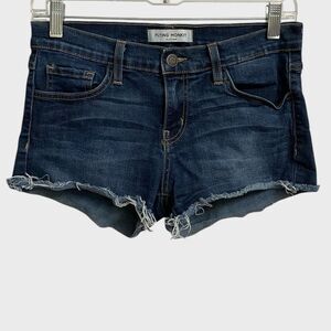 Flying Monkey Cutoff Jean Shorts Women's 27 Raw Hem Dark Wash Denim Made in USA